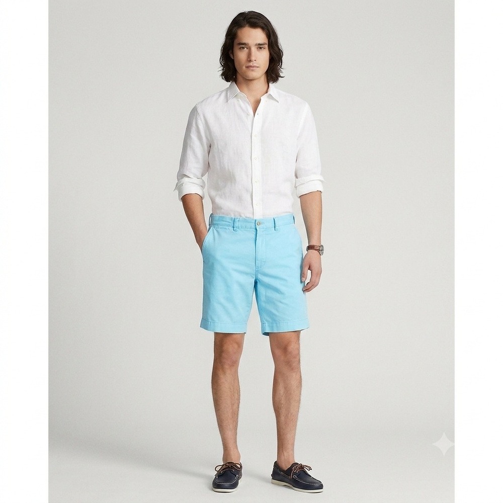 Polo Ralph Lauren Shorts Mens 36 Light Blue Classic Fit 9 Inch Cotton Twill